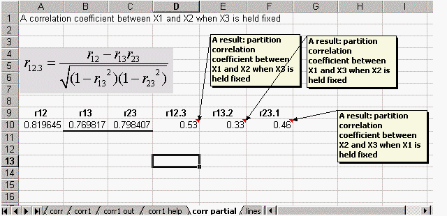Partial Correlations in Excel